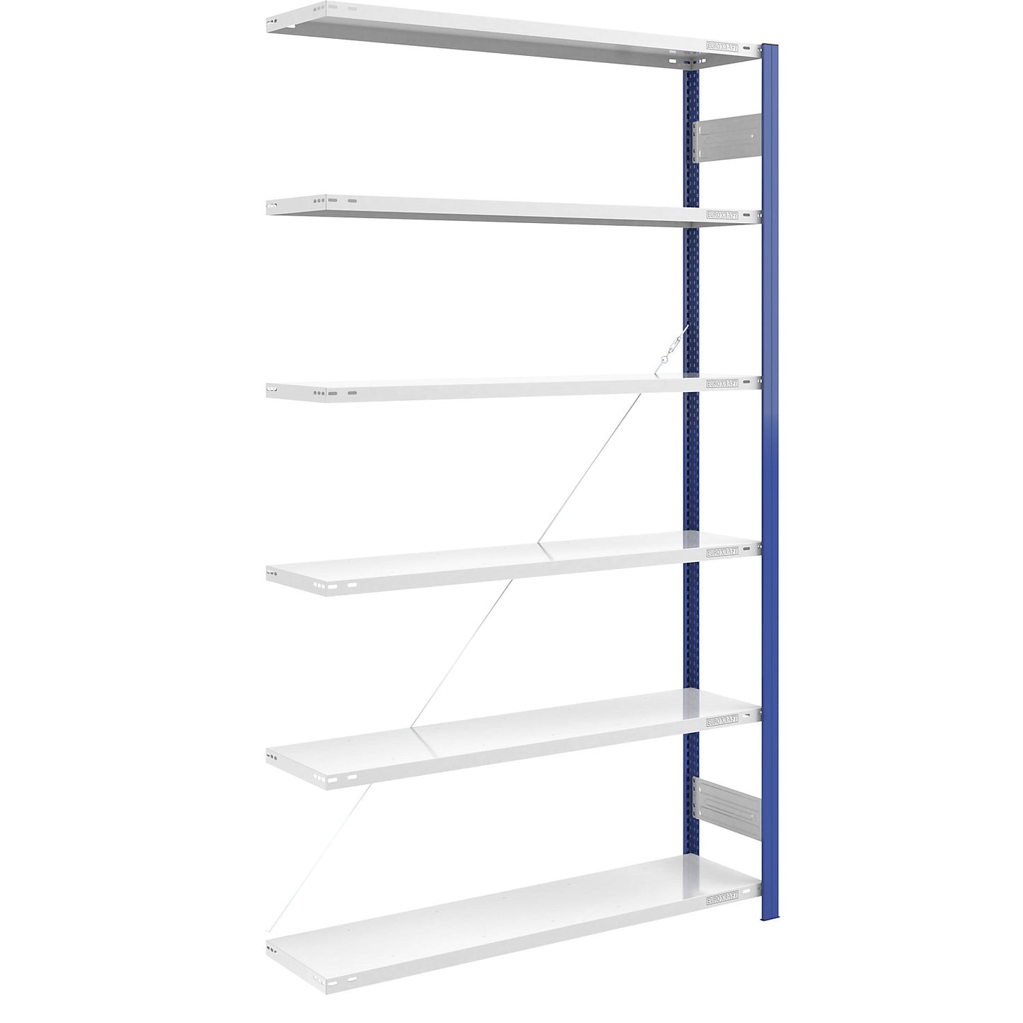 Boltless shelving unit, light duty, single-sided, HxWxD 2500 x 1300 x 400 mm, blue/grey, extension shelf unit.