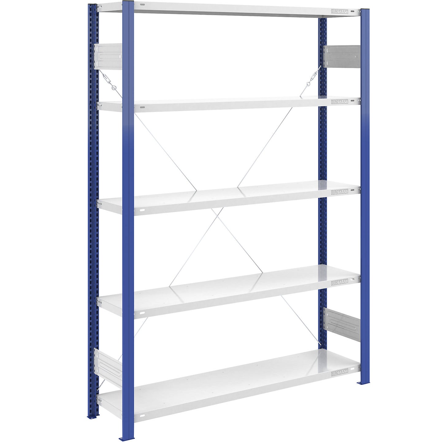 Boltless shelving unit, light duty, single-sided, HxWxD 2000 x 1300 x 400 mm, blue/grey, standard shelf unit.