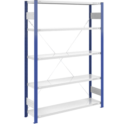 Boltless shelving unit, light duty, single-sided, HxWxD 2000 x 1300 x 400 mm, blue/grey, standard shelf unit.