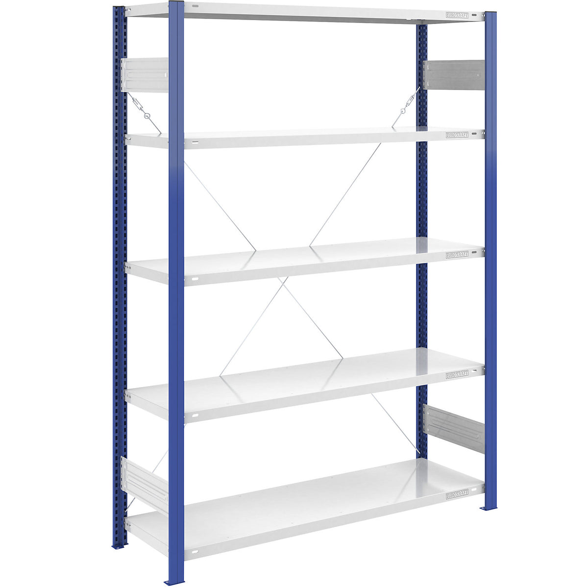 Boltless shelving unit, light duty, single-sided, HxWxD 2000 x 1300 x 500 mm, blue/grey, standard shelf unit.