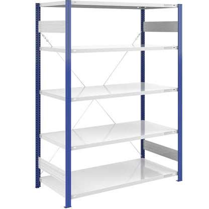 Boltless shelving unit, light duty, single-sided, HxWxD 2000 x 1300 x 800 mm, blue/grey, standard shelf unit.