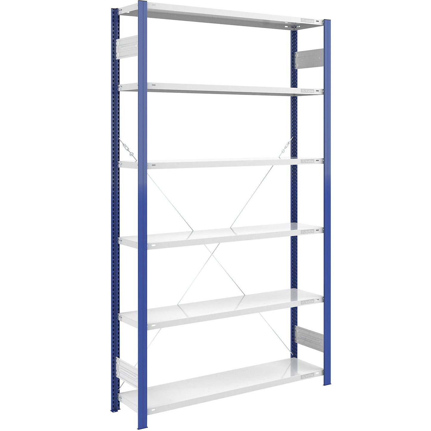 Boltless shelving unit, light duty, single-sided, HxWxD 2500 x 1300 x 400 mm, blue/grey, standard shelf unit.