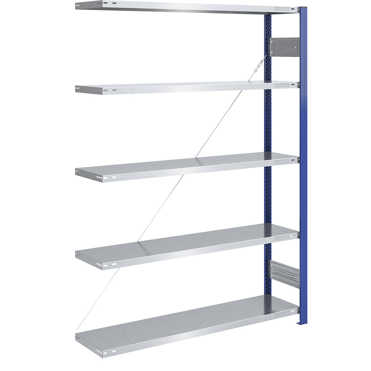 Boltless shelving unit, light duty, single-sided, HxWxD 2000 x 1300 x 400 mm, blue/zinc plated, extension shelf unit.
