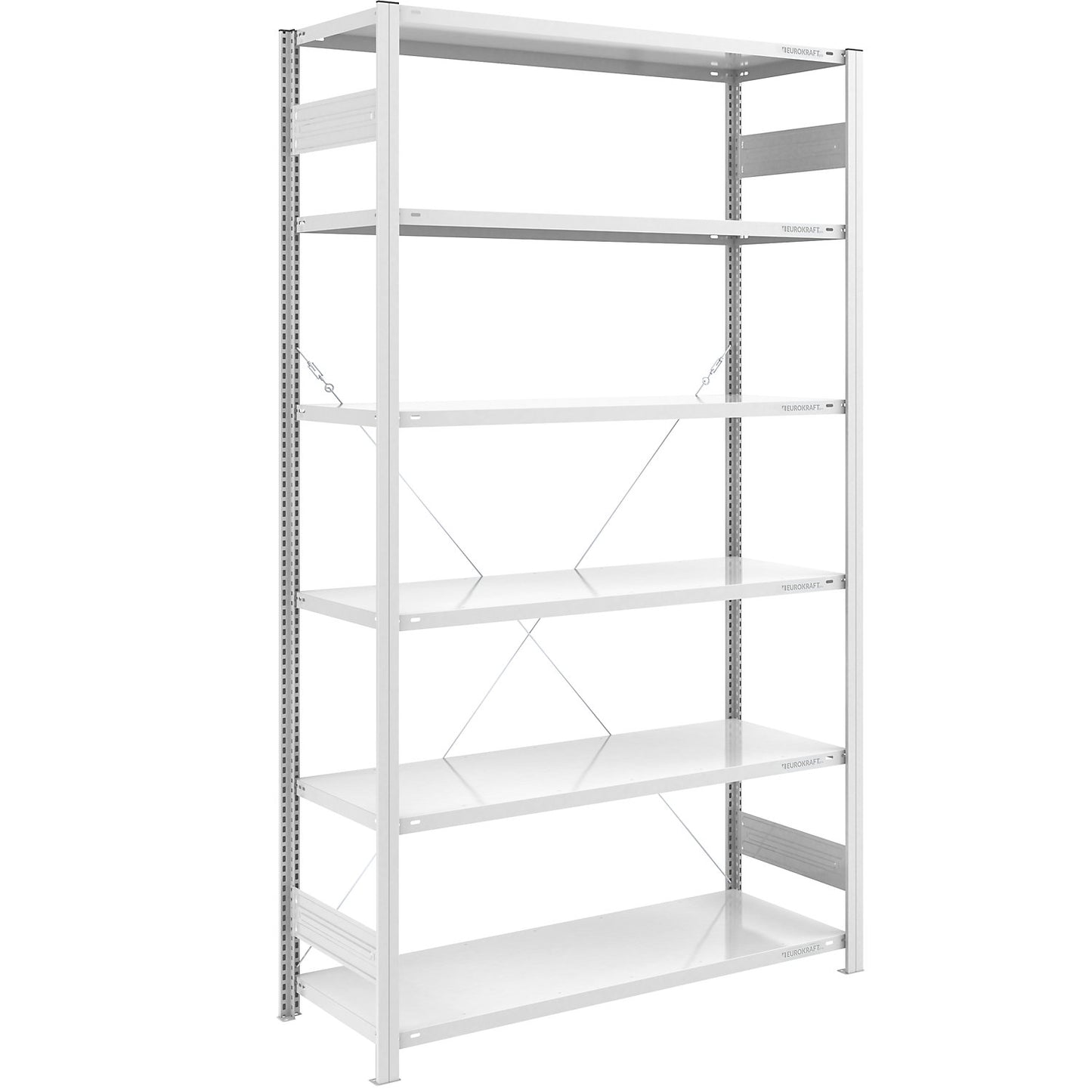 Boltless shelving unit, light duty, single-sided, HxWxD 2500 x 1300 x 600 mm, grey, standard shelf unit.