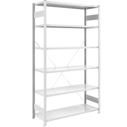 Boltless shelving unit, light duty, single-sided, HxWxD 2500 x 1300 x 600 mm, grey, standard shelf unit.
