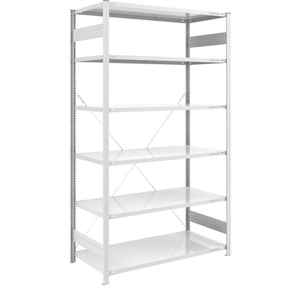 Boltless shelving unit, light duty, single-sided, HxWxD 2500 x 1300 x 800 mm, grey, standard shelf unit.
