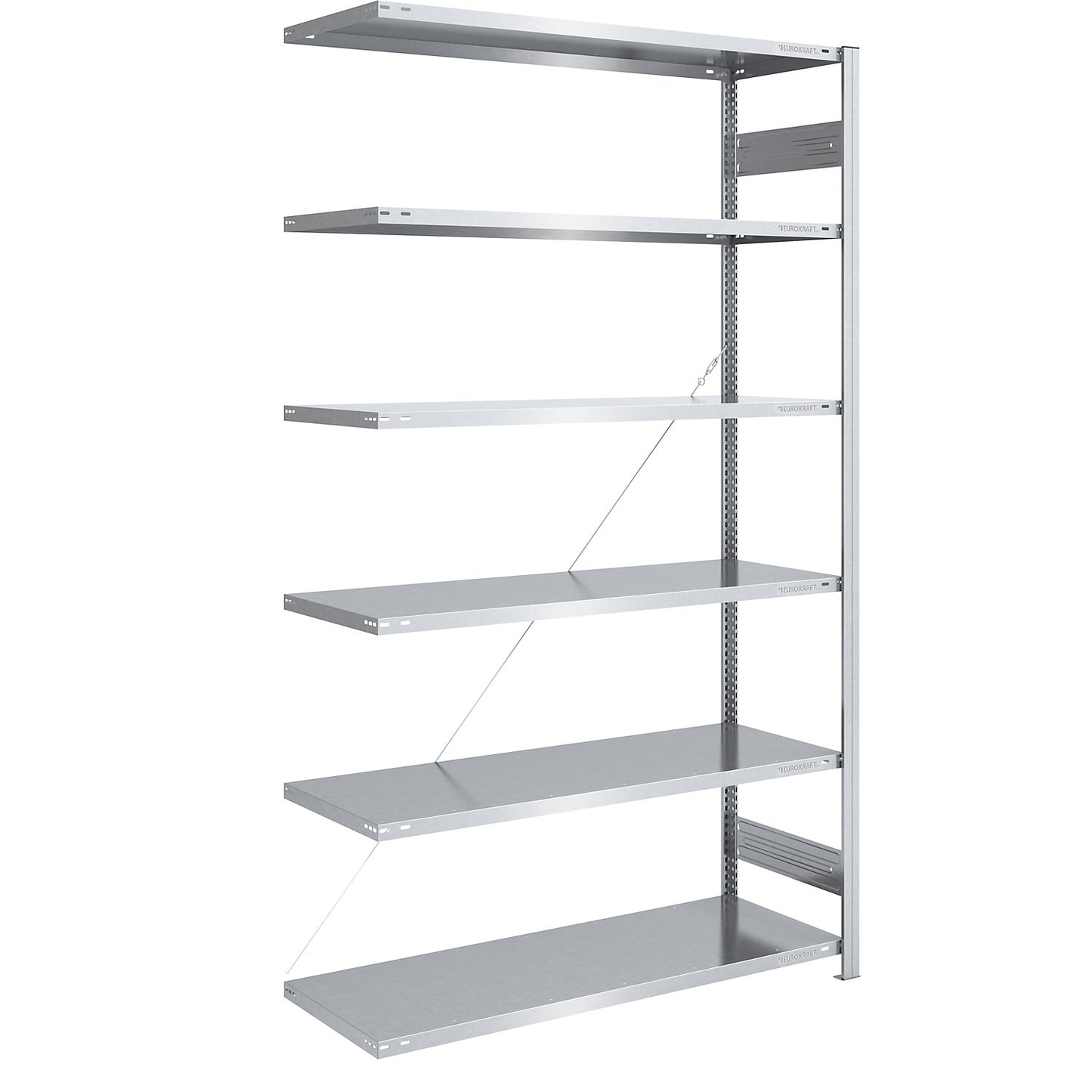 Boltless shelving unit, light duty, single-sided, HxWxD 2500 x 1300 x 600 mm, zinc plated, extension shelf unit.