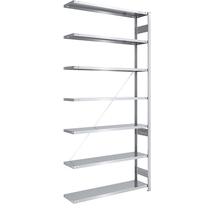 Boltless shelving unit, medium duty, single-sided, HxWxD 3000 x 1300 x 400 mm, zinc plated, extension shelf unit.