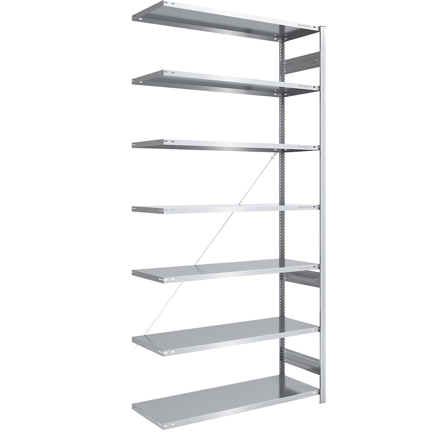 Boltless shelving unit, medium duty, single-sided, HxWxD 3000 x 1300 x 600 mm, zinc plated, extension shelf unit.