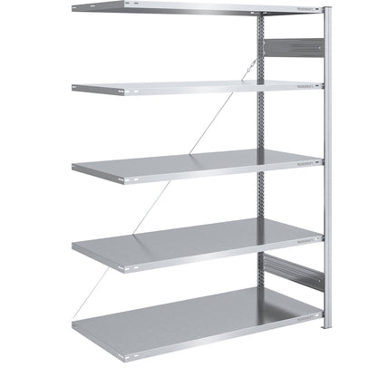 Boltless shelving unit, medium duty, single-sided, HxWxD 2000 x 1300 x 800 mm, zinc plated, extension shelf unit.
