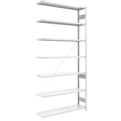 Boltless shelving unit, light duty, single-sided, HxWxD 3000 x 1300 x 400 mm, grey, extension shelf unit.