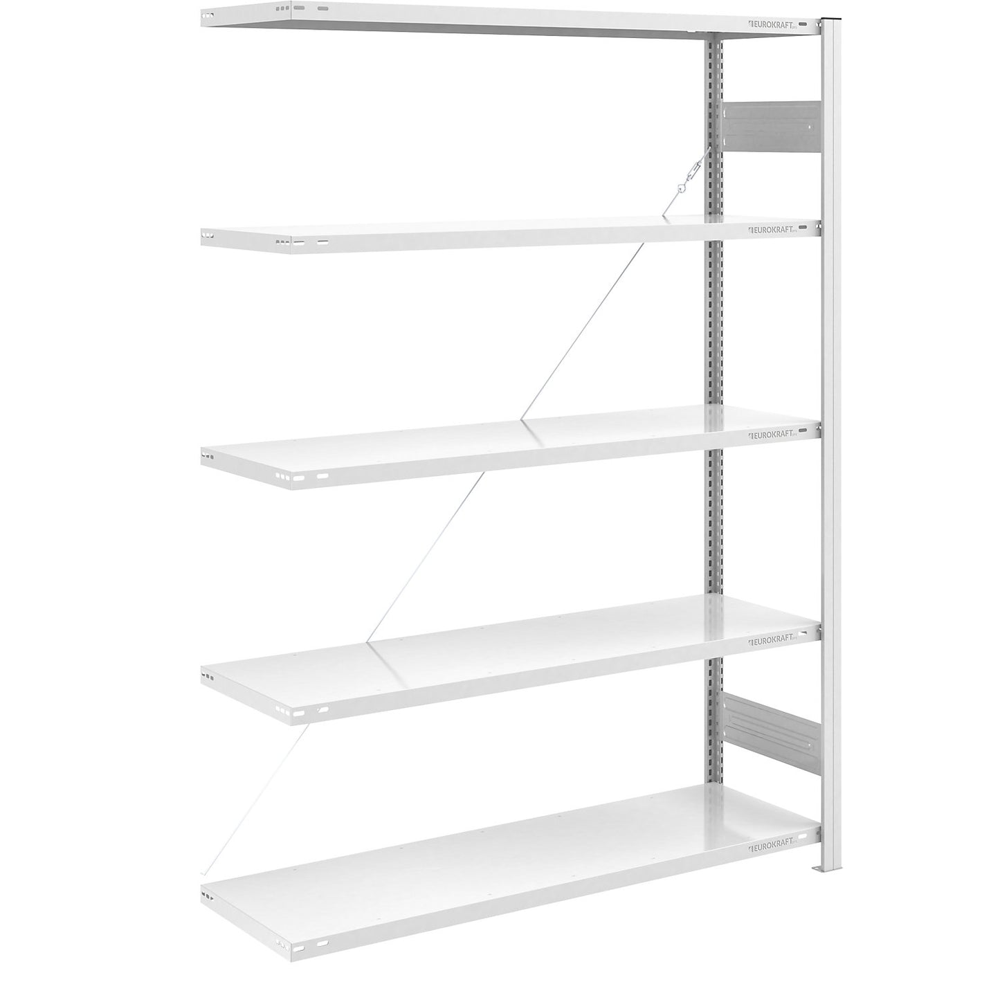 Boltless shelving unit, light duty, single-sided, HxWxD 2000 x 1300 x 500 mm, grey, extension shelf unit.