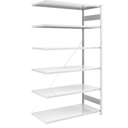 Boltless shelving unit, light duty, single-sided, HxWxD 2500 x 1300 x 800 mm, grey, extension shelf unit.