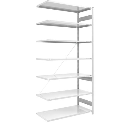 Boltless shelving unit, light duty, single-sided, HxWxD 3000 x 1300 x 800 mm, grey, extension shelf unit.