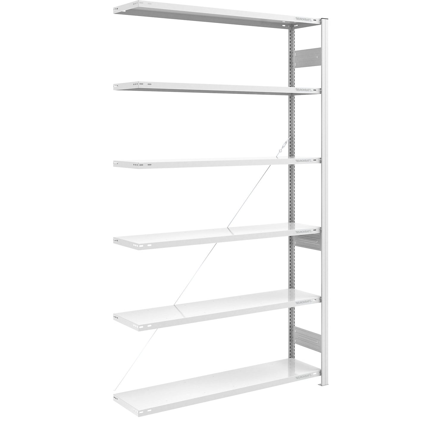 Boltless shelving unit, medium duty, single-sided, HxWxD 2500 x 1300 x 400 mm, grey, extension shelf unit.