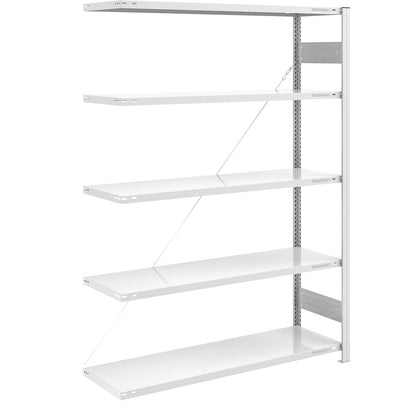 Boltless shelving unit, medium duty, single-sided, HxWxD 2000 x 1300 x 500 mm, grey, extension shelf unit.