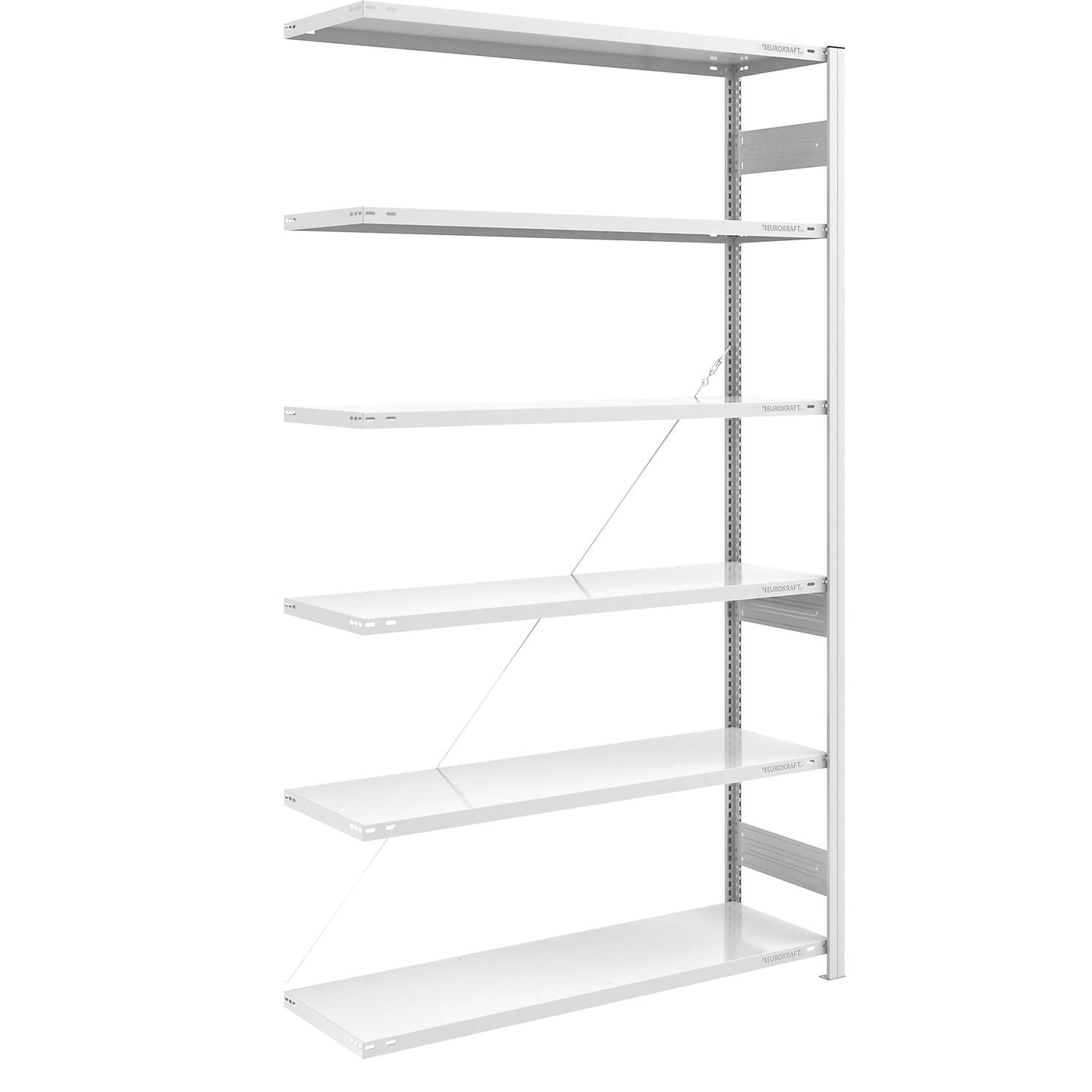 Boltless shelving unit, medium duty, single-sided, HxWxD 2500 x 1300 x 500 mm, grey, extension shelf unit.