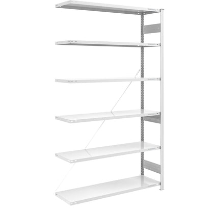 Boltless shelving unit, medium duty, single-sided, HxWxD 2500 x 1300 x 500 mm, grey, extension shelf unit.
