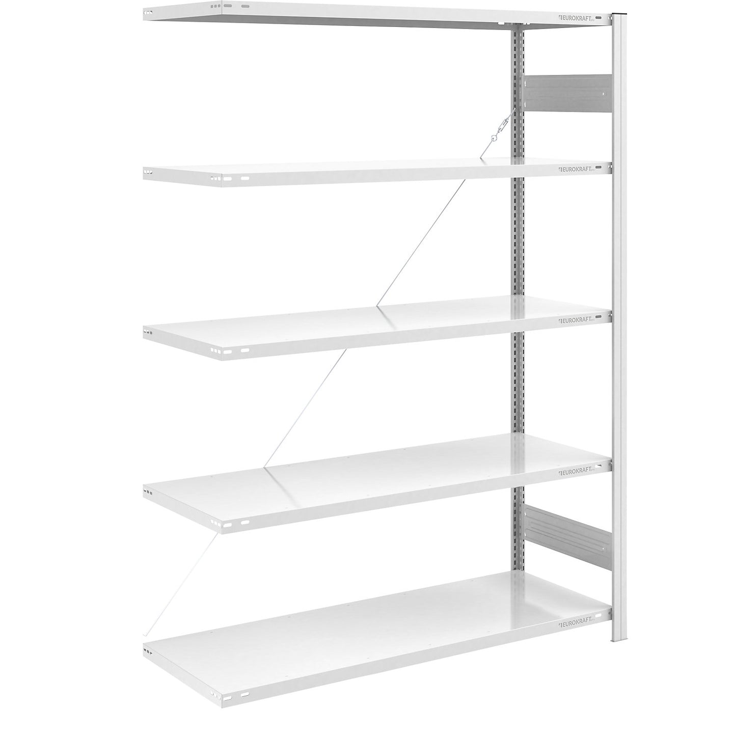 Boltless shelving unit, medium duty, single-sided, HxWxD 2000 x 1300 x 600 mm, grey, extension shelf unit.