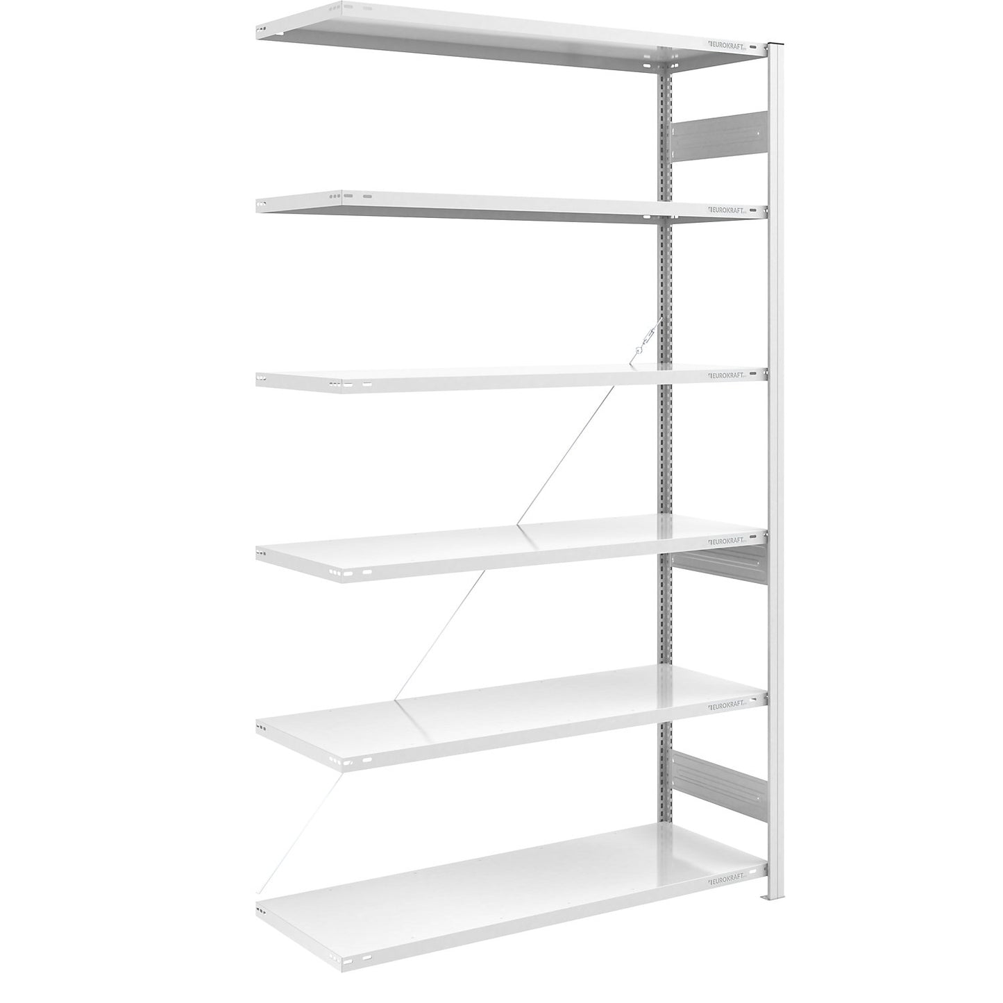 Boltless shelving unit, medium duty, single-sided, HxWxD 2500 x 1300 x 600 mm, grey, extension shelf unit.