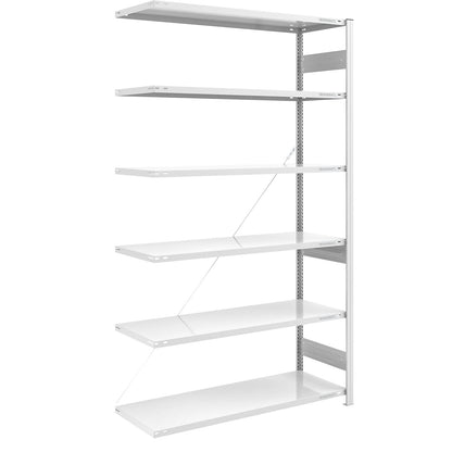 Boltless shelving unit, medium duty, single-sided, HxWxD 2500 x 1300 x 600 mm, grey, extension shelf unit.