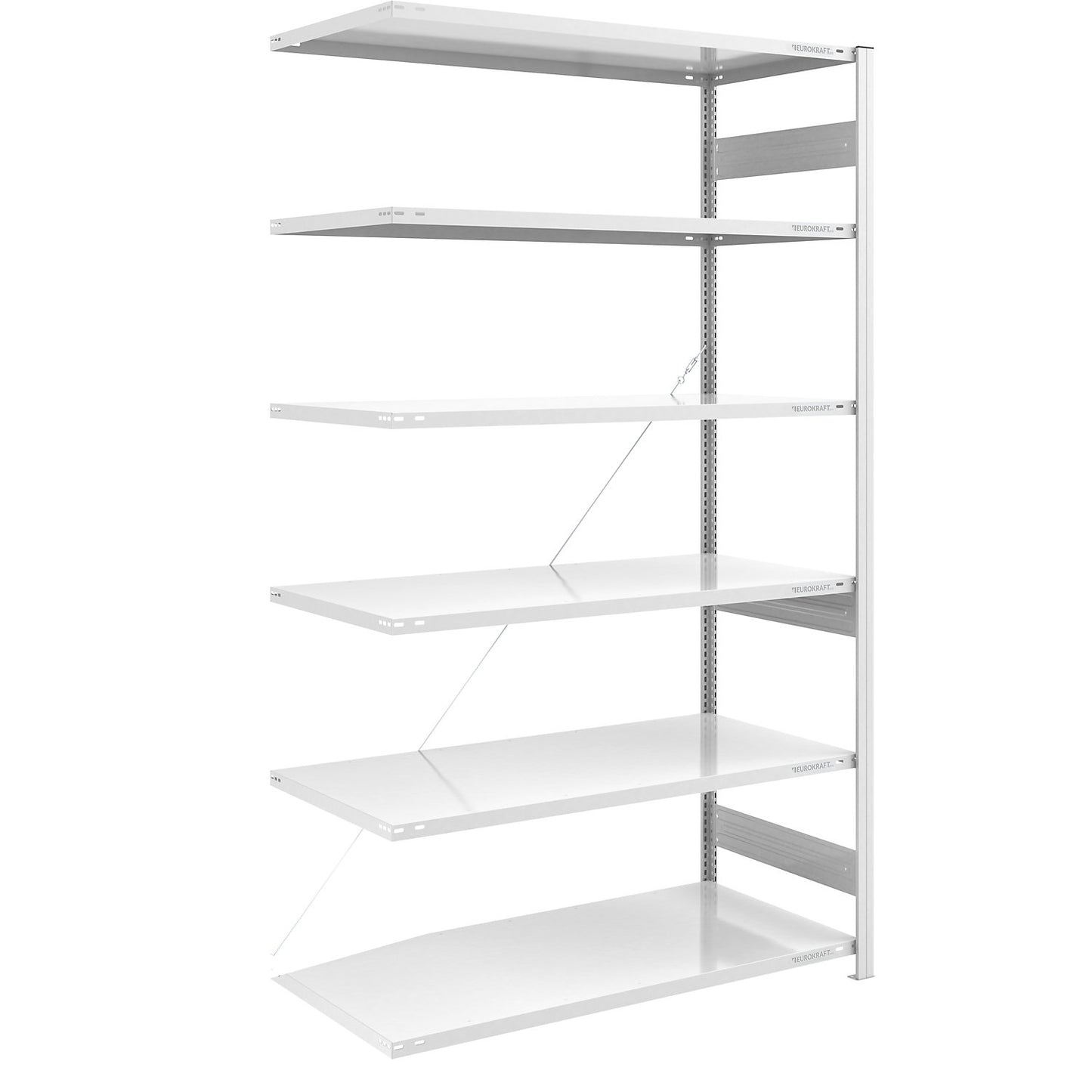 Boltless shelving unit, medium duty, single-sided, HxWxD 2500 x 1300 x 800 mm, grey, extension shelf unit.