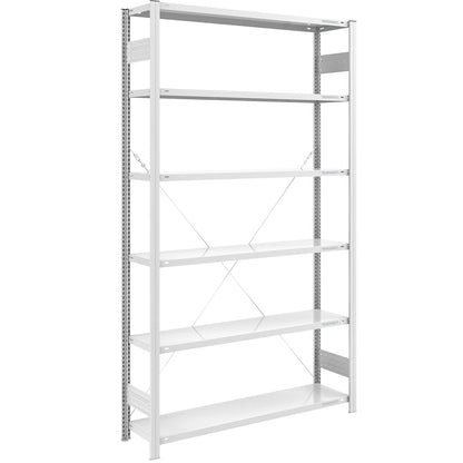 Boltless shelving unit, light duty, single-sided, HxWxD 2500 x 1300 x 400 mm, grey, standard shelf unit.