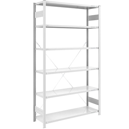 Boltless shelving unit, light duty, single-sided, HxWxD 2500 x 1300 x 500 mm, grey, basic shelving unit.