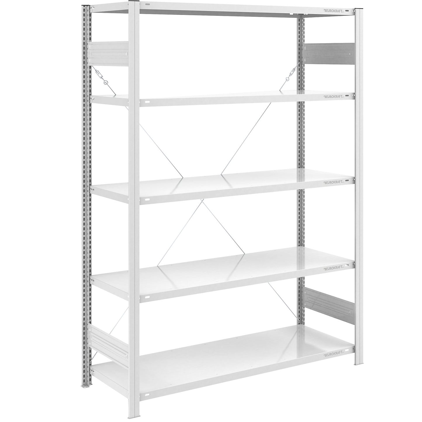 Boltless shelving unit, light duty, single-sided, HxWxD 2000 x 1300 x 600 mm, grey, standard shelf unit.