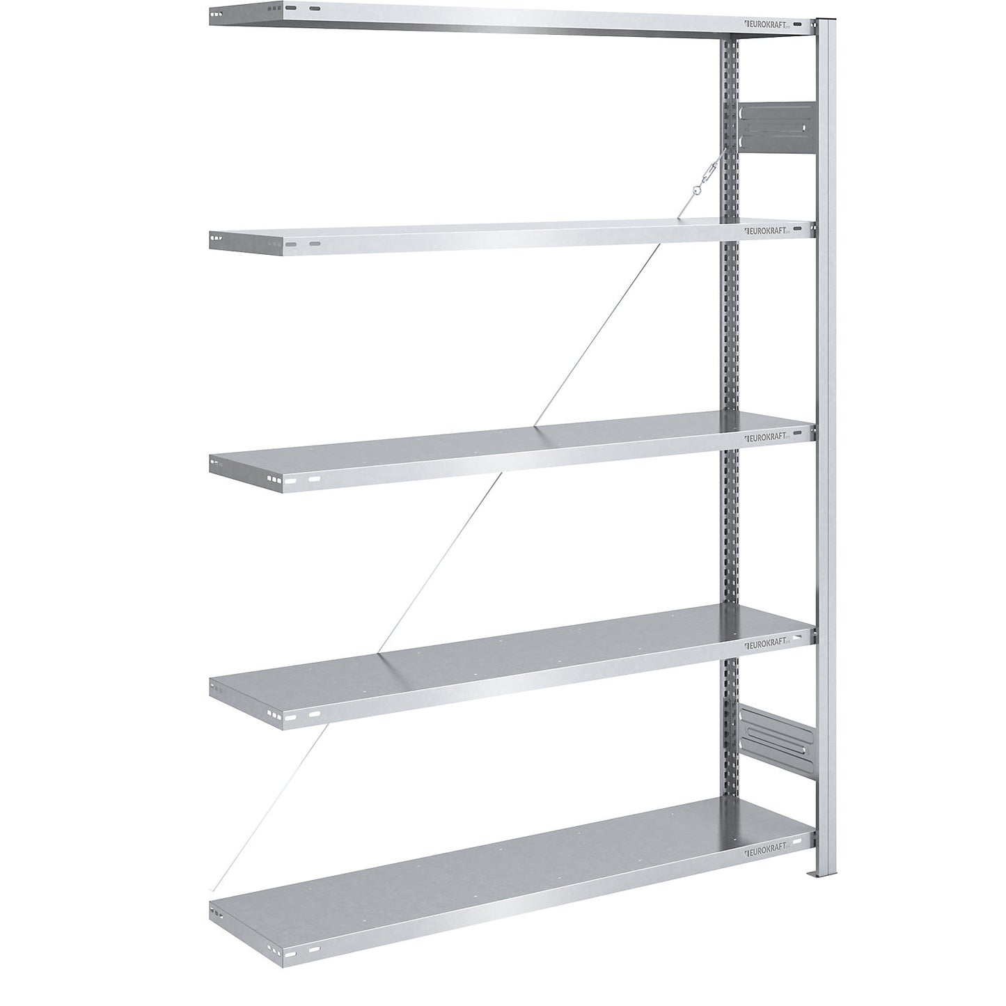 Boltless shelving unit, light duty, single-sided, HxWxD 2000 x 1300 x 400 mm, zinc plated, extension shelf unit.