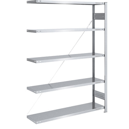Boltless shelving unit, light duty, single-sided, HxWxD 2000 x 1300 x 400 mm, zinc plated, extension shelf unit.