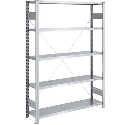 Boltless shelving unit, light duty, single-sided, HxWxD 2000 x 1300 x 400 mm, zinc plated, standard shelf unit.