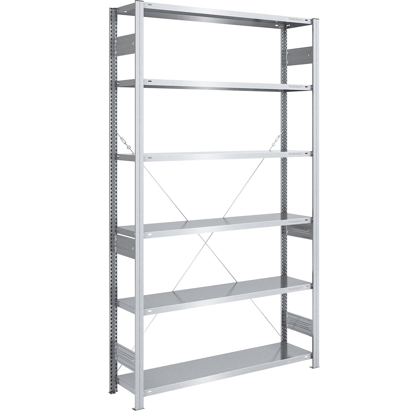 Boltless shelving unit, medium duty, single-sided, HxWxD 2500 x 1300 x 400 mm, zinc plated, standard shelf unit.
