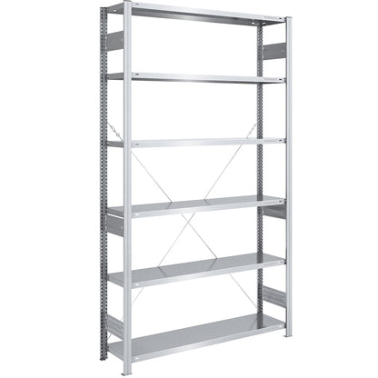 Boltless shelving unit, medium duty, single-sided, HxWxD 2500 x 1300 x 400 mm, zinc plated, standard shelf unit.