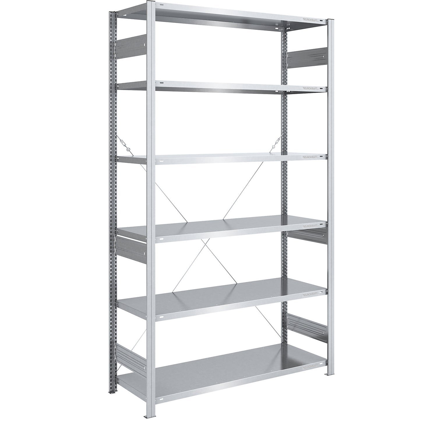 Boltless shelving unit, medium duty, single-sided, HxWxD 2500 x 1300 x 600 mm, zinc plated, standard shelf unit.