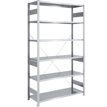 Boltless shelving unit, medium duty, single-sided, HxWxD 2500 x 1300 x 600 mm, zinc plated, standard shelf unit.