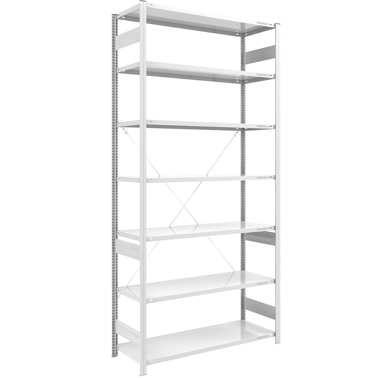 Boltless shelving unit, light duty, single-sided, HxWxD 3000 x 1300 x 600 mm, grey, standard shelf unit.