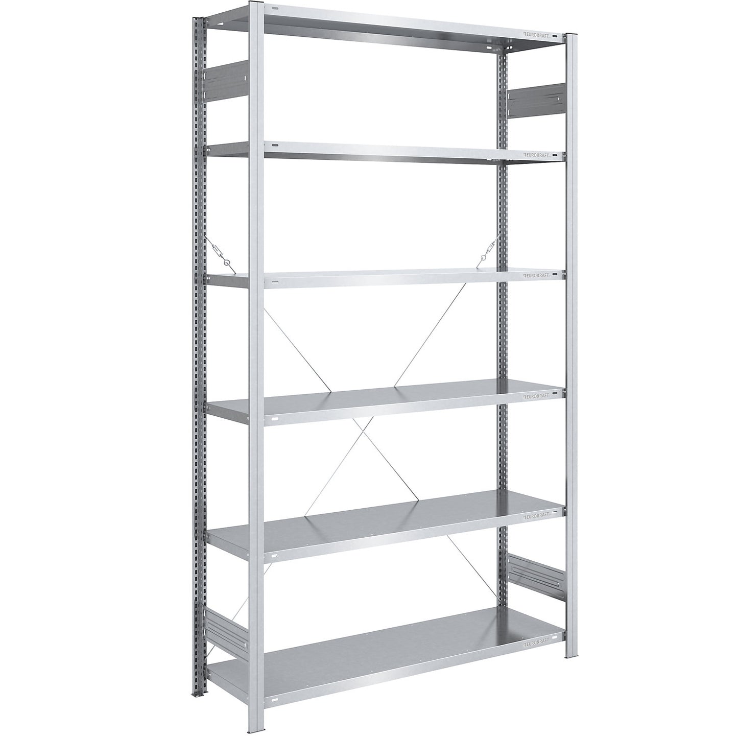 Boltless shelving unit, light duty, single-sided, HxWxD 2500 x 1300 x 500 mm, zinc plated, standard shelf unit.