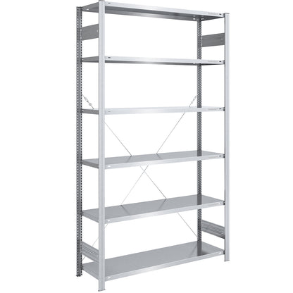 Boltless shelving unit, light duty, single-sided, HxWxD 2500 x 1300 x 500 mm, zinc plated, standard shelf unit.