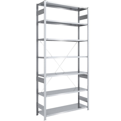 Boltless shelving unit, light duty, single-sided, HxWxD 3000 x 1300 x 500 mm, zinc plated, standard shelf unit.