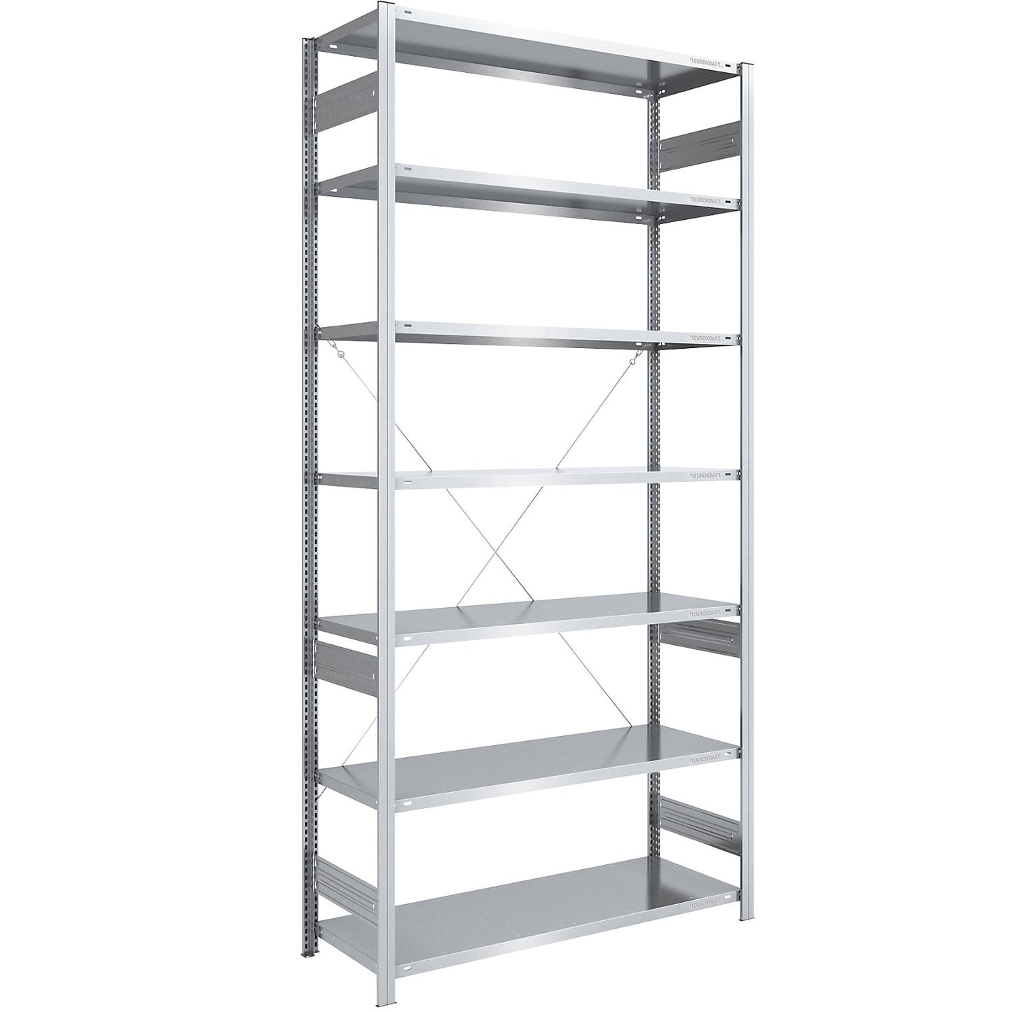 Boltless shelving unit, medium duty, single-sided, HxWxD 3000 x 1300 x 600 mm, zinc plated, standard shelf unit.