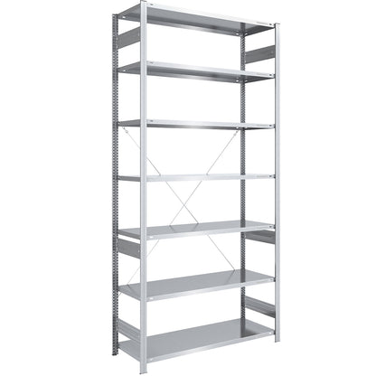 Boltless shelving unit, medium duty, single-sided, HxWxD 3000 x 1300 x 600 mm, zinc plated, standard shelf unit.