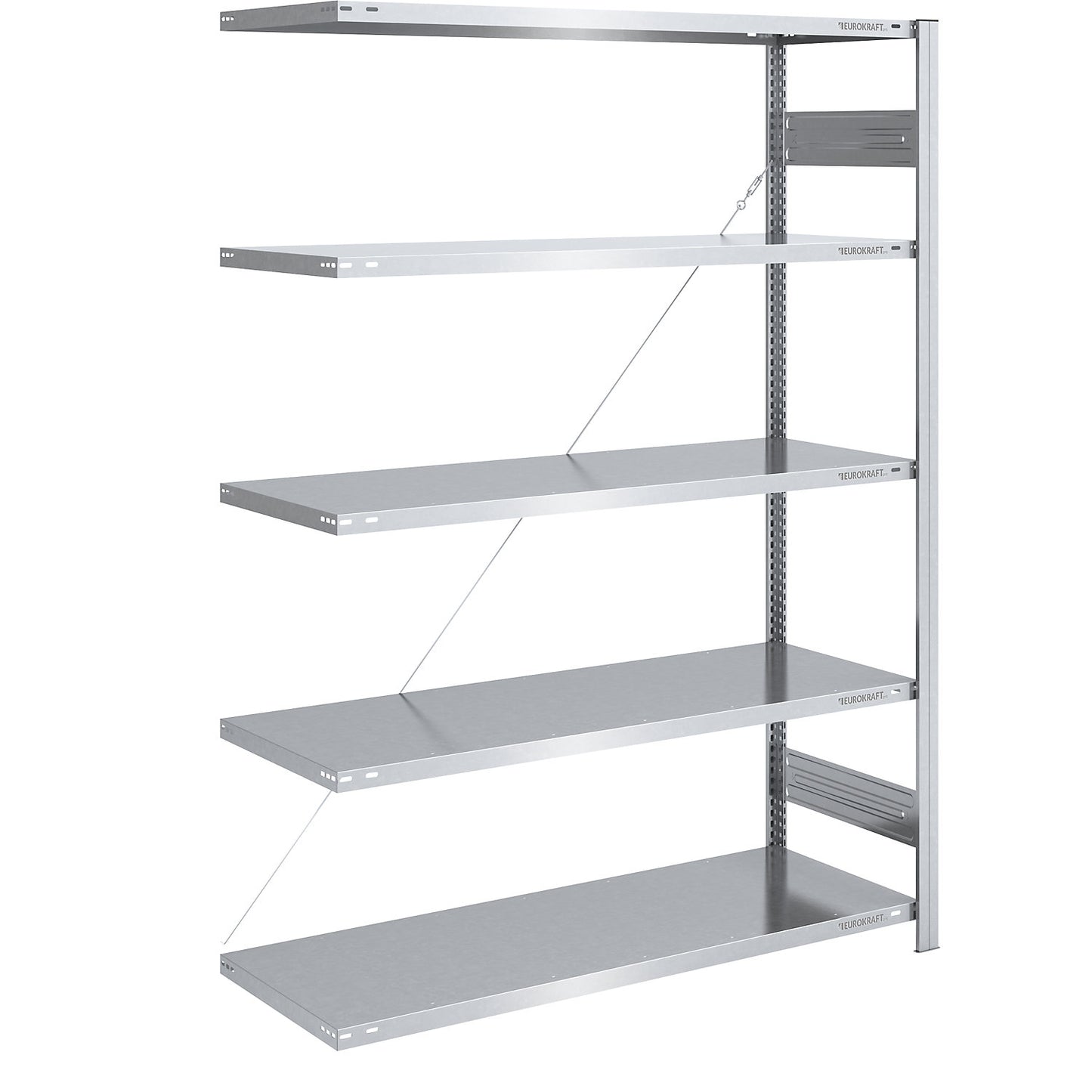 Boltless shelving unit, light duty, single-sided, HxWxD 2000 x 1300 x 600 mm, zinc plated, extension shelf unit.
