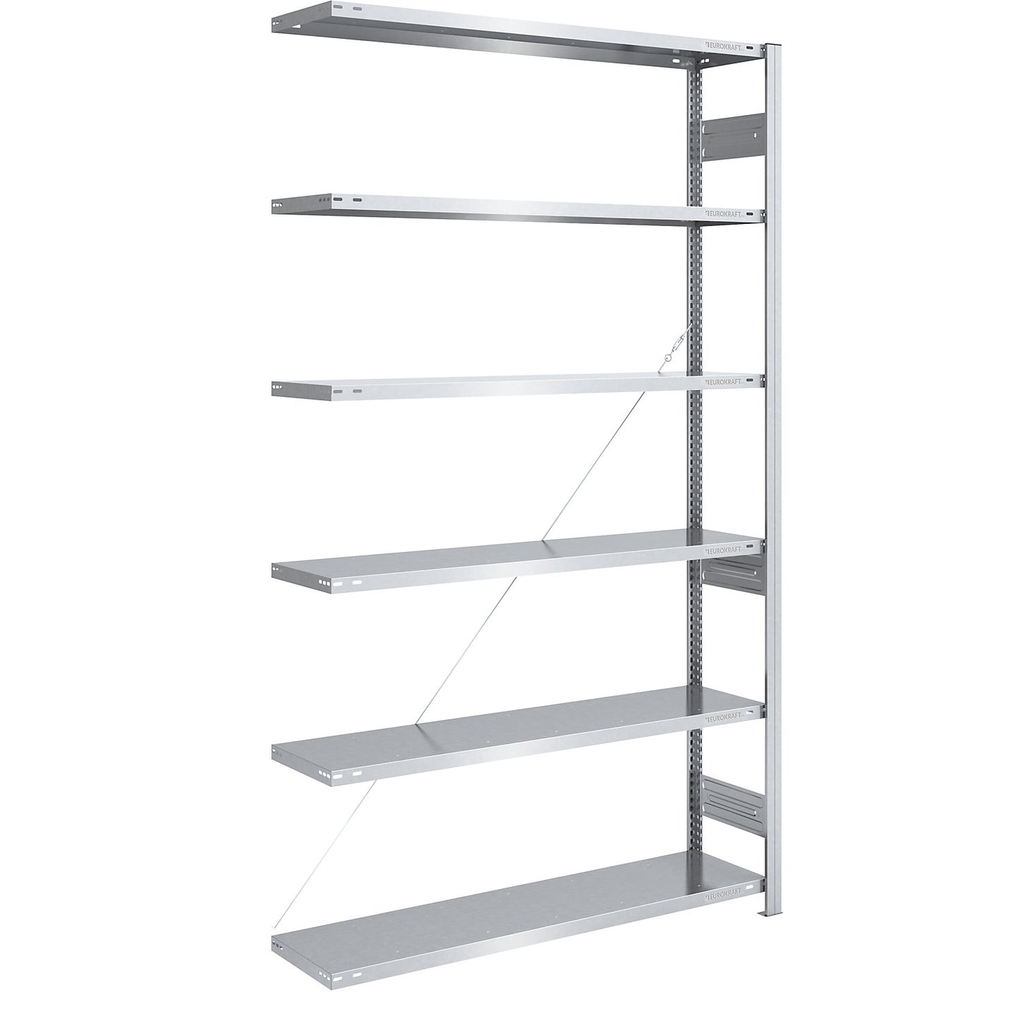 Boltless shelving unit, medium duty, single-sided, HxWxD 2500 x 1300 x 400 mm, zinc plated, extension shelf unit.