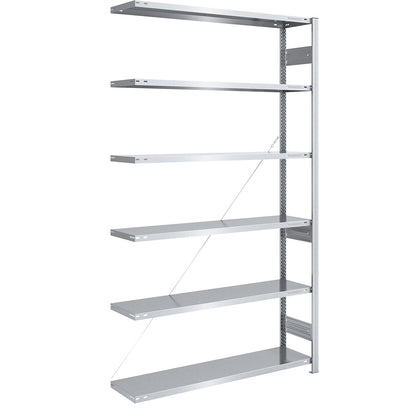 Boltless shelving unit, medium duty, single-sided, HxWxD 2500 x 1300 x 400 mm, zinc plated, extension shelf unit.