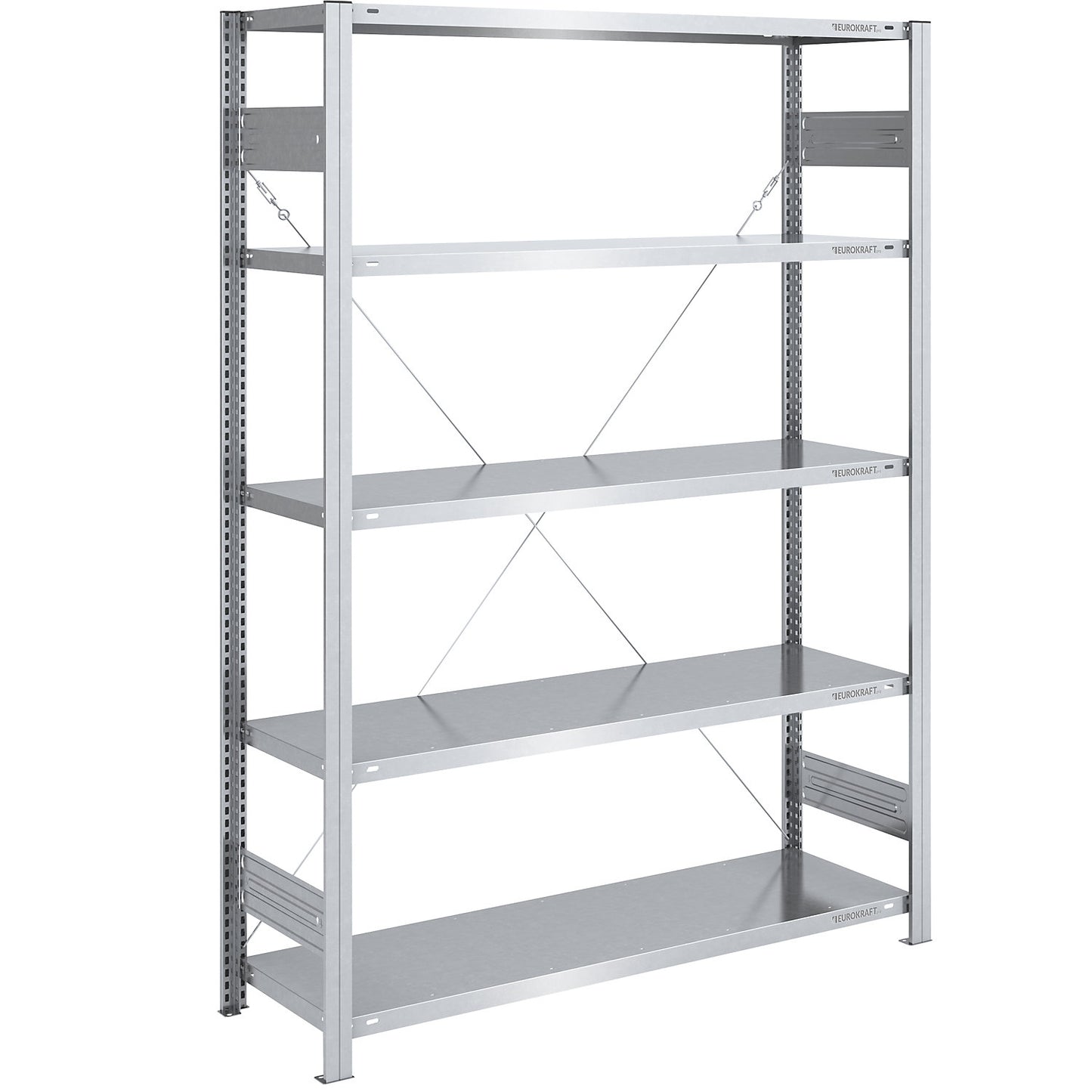Boltless shelving unit, medium duty, single-sided, HxWxD 2000 x 1300 x 500 mm, zinc plated, standard shelf unit.