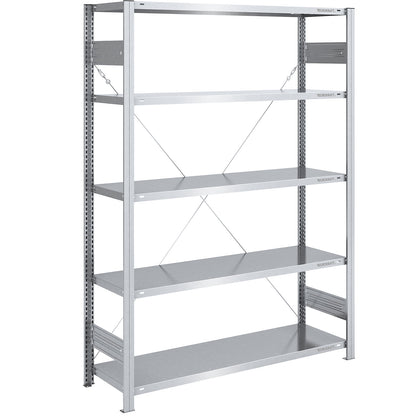 Boltless shelving unit, medium duty, single-sided, HxWxD 2000 x 1300 x 500 mm, zinc plated, standard shelf unit.