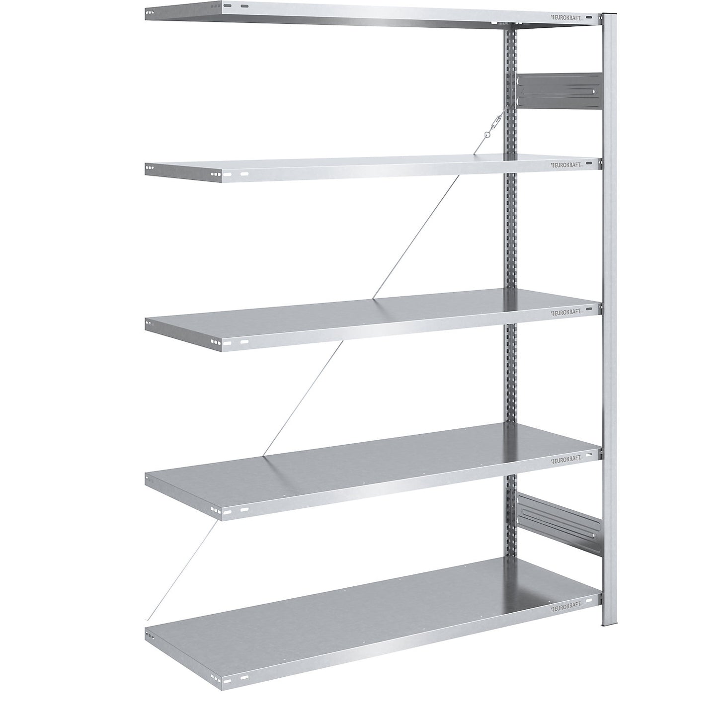 Boltless shelving unit, medium duty, single-sided, HxWxD 2000 x 1300 x 600 mm, zinc plated, extension shelf unit.