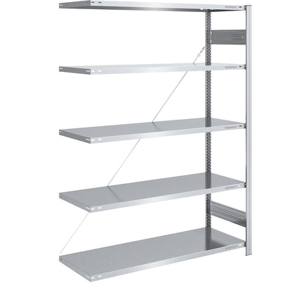 Boltless shelving unit, medium duty, single-sided, HxWxD 2000 x 1300 x 600 mm, zinc plated, extension shelf unit.