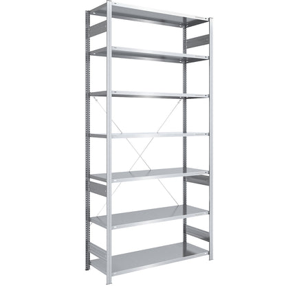 Boltless shelving unit, light duty, single-sided, HxWxD 3000 x 1300 x 600 mm, zinc plated, standard shelf unit.